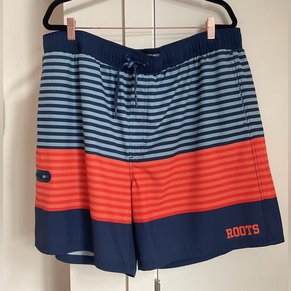 ***Roots Men's Swim Shorts - Blue and Orange Stripes - Picture 5 of 10